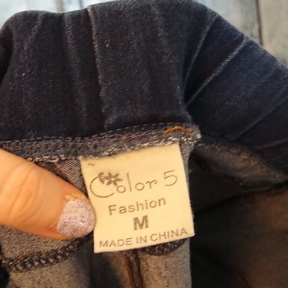 Color 5 Womens Medium Denim Dark Wash Pull On Stretch Jegging Pockets - Picture 7 of 11